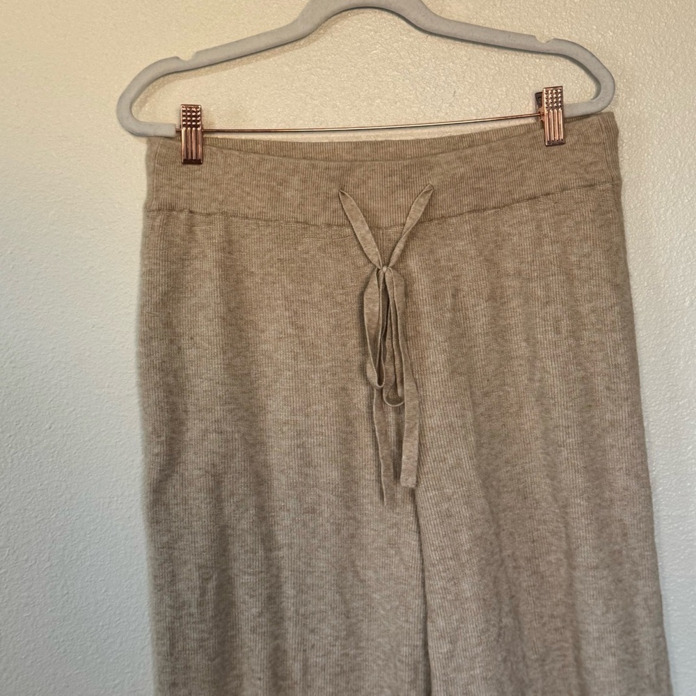 RD Style Beige Knitted Drawstring Pull On Jogger Pants Fuzzy Anthropologie L - Picture 3 of 10